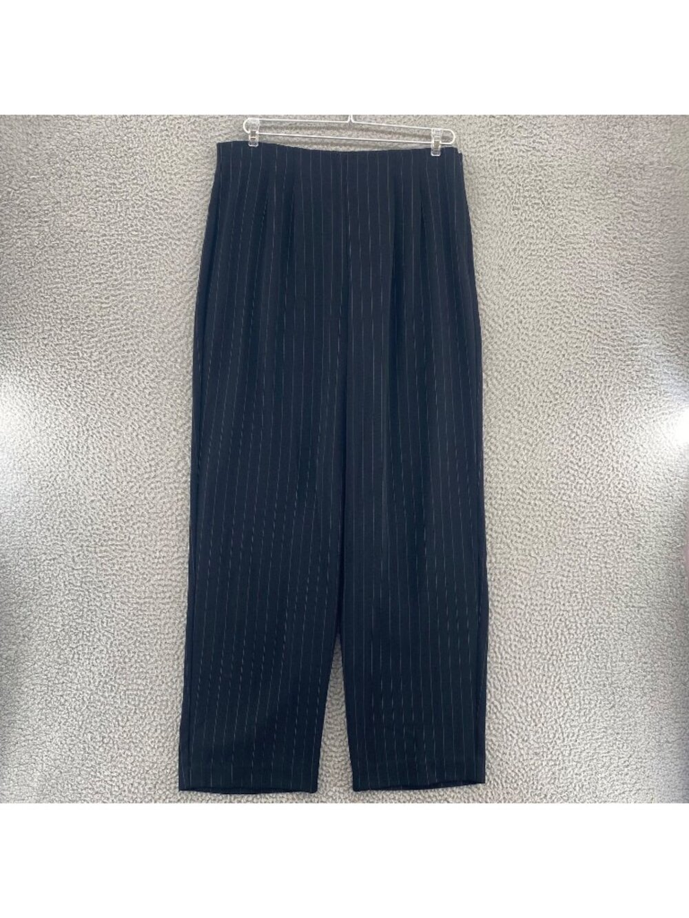 Chicos Pants Womens 2 US 12 Design Black Pinstripe Straight Leg Hi Rise Trousers